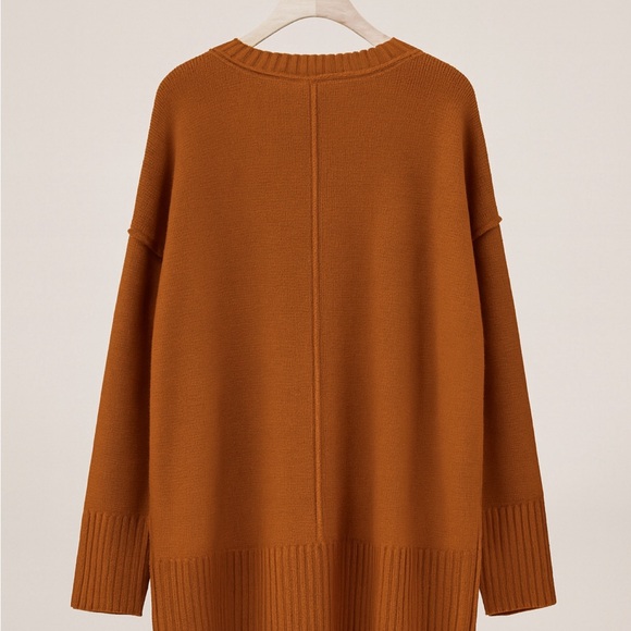 Cozy Women's Rust Crew Neck Sweater - Picture 3 of 4